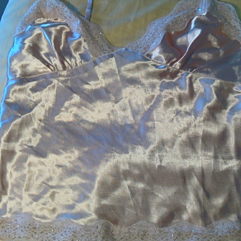 BNWOT SHINY LIGHT PINK TOP/ CAMISOLE BY MAGAZINE W/ SEQUINS ADJ. STRAPS